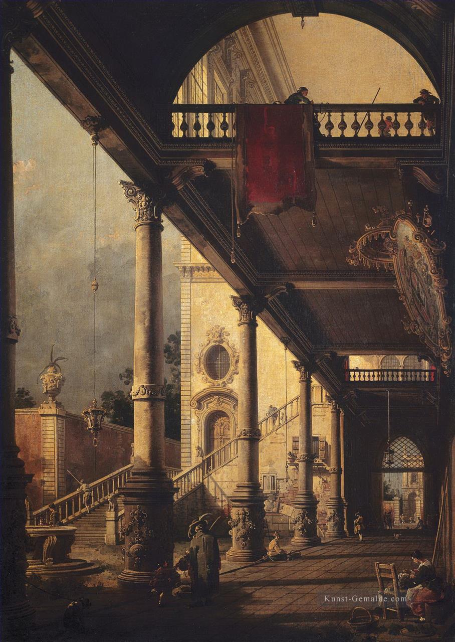 Perspektive mit einem Canaletto Portikus 1765 Ölgemälde